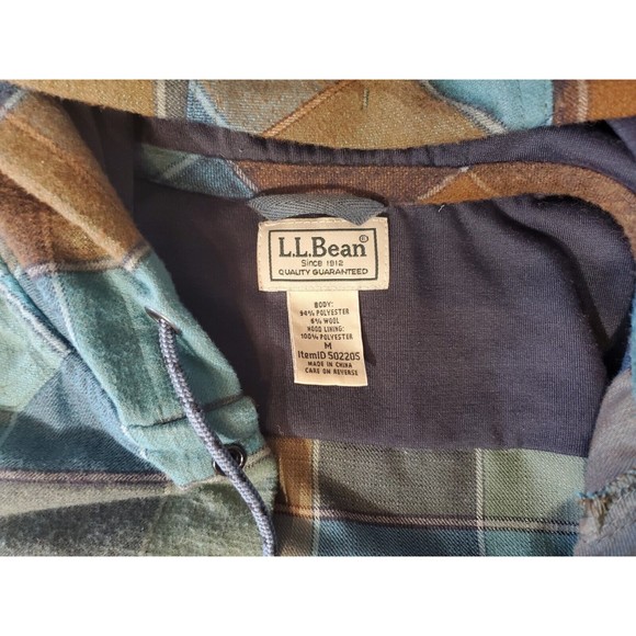 LL Bean Plaid Blue Overland Performance Flannel Snap Front Shirt Mens Sz Medium - Picture 4 of 8
